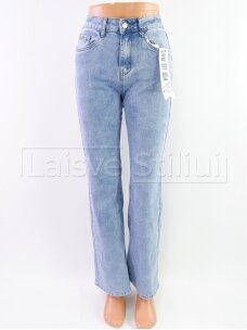 Šviesiai mėlyni tiesūs džinsai SHINY DESIGN (WIDE LEG)