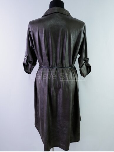 Tamsiai ruda odos imitacijos suknelė 2